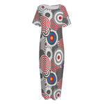 Bullseye Target Pattern Print Short Sleeve Long Nightdress