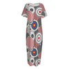 Bullseye Target Pattern Print Short Sleeve Long Nightdress