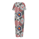 Bullseye Target Pattern Print Short Sleeve Long Nightdress