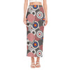 Bullseye Target Pattern Print Side Slit Maxi Skirt