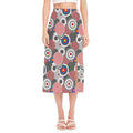Bullseye Target Pattern Print Side Slit Midi Skirt
