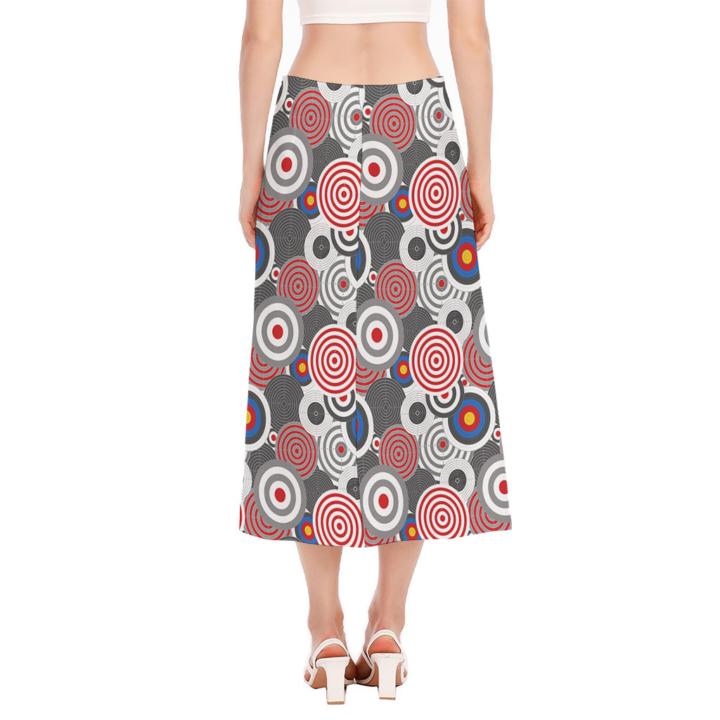 Bullseye Target Pattern Print Side Slit Midi Skirt