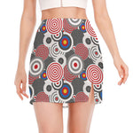 Bullseye Target Pattern Print Side Slit Mini Skirt