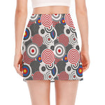 Bullseye Target Pattern Print Side Slit Mini Skirt