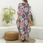 Bullseye Target Pattern Print Silk V-Neck Kaftan Dress