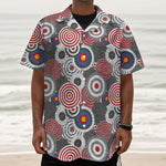 Bullseye Target Pattern Print Textured Short Sleeve Shirt