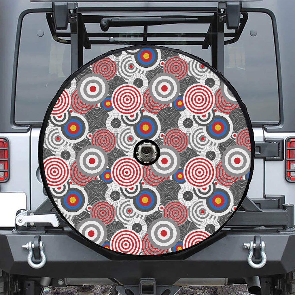 Bullseye Target Pattern Print Tire Cover With Camera Hole