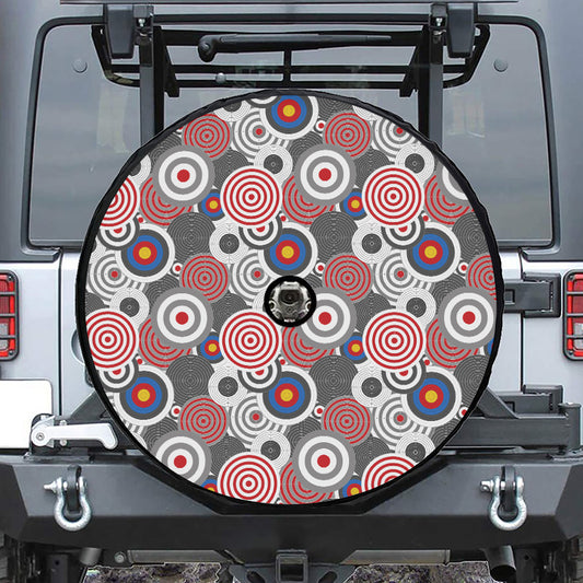 Bullseye Target Pattern Print Tire Cover With Camera Hole