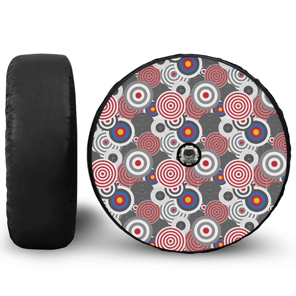 Bullseye Target Pattern Print Tire Cover With Camera Hole
