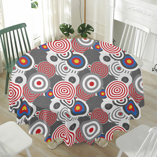 Bullseye Target Pattern Print Waterproof Round Tablecloth