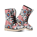 Bullseye Target Pattern Print Winter Boots