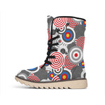 Bullseye Target Pattern Print Winter Boots