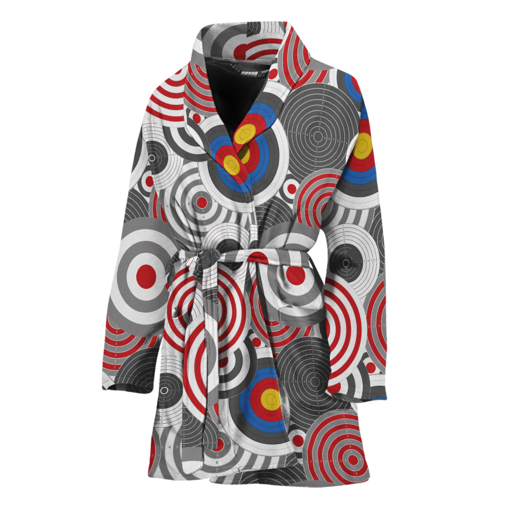 Bullseye Target Pattern Print Women's Bathrobe