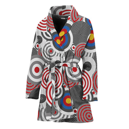 Bullseye Target Pattern Print Women's Bathrobe