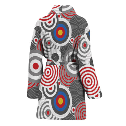 Bullseye Target Pattern Print Women's Bathrobe