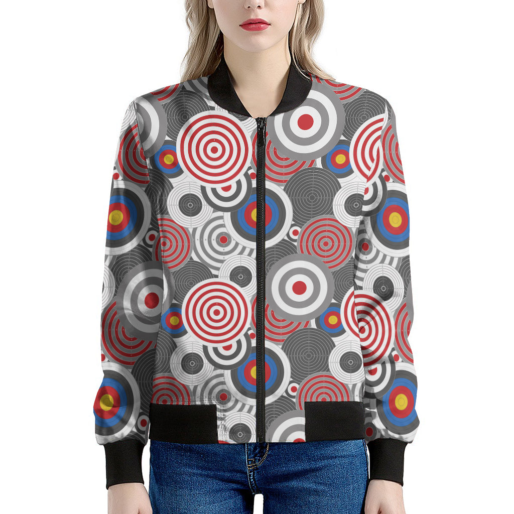 Bullseye Target Pattern Print Women's Bomber Jacket