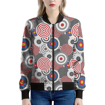 Bullseye Target Pattern Print Women's Bomber Jacket