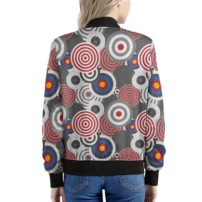 Bullseye Target Pattern Print Women's Bomber Jacket