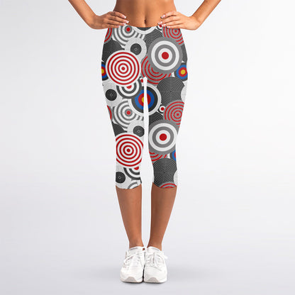 Bullseye Target Pattern Print Women's Capri Leggings