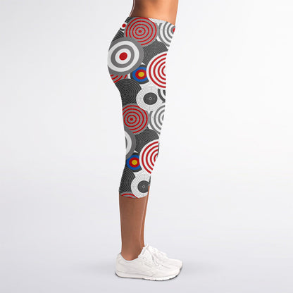 Bullseye Target Pattern Print Women's Capri Leggings