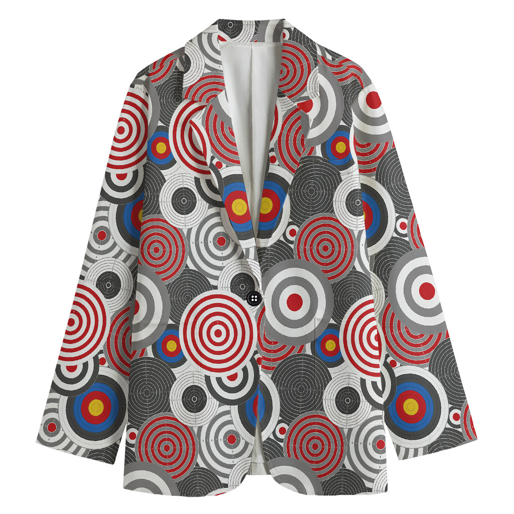 Bullseye Target Pattern Print Women's Cotton Blazer
