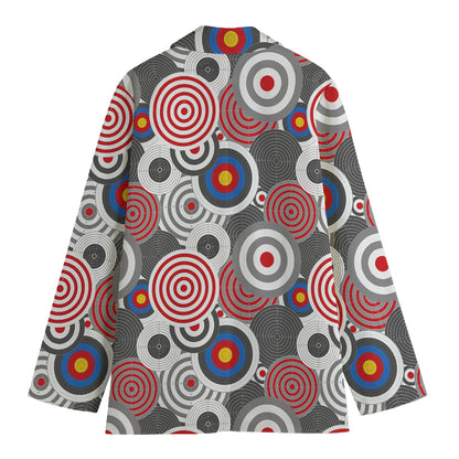 Bullseye Target Pattern Print Women's Cotton Blazer