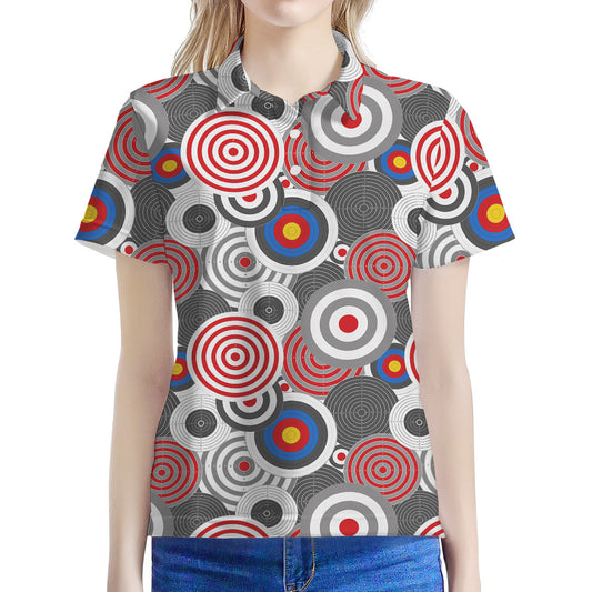 Bullseye Target Pattern Print Women's Polo Shirt