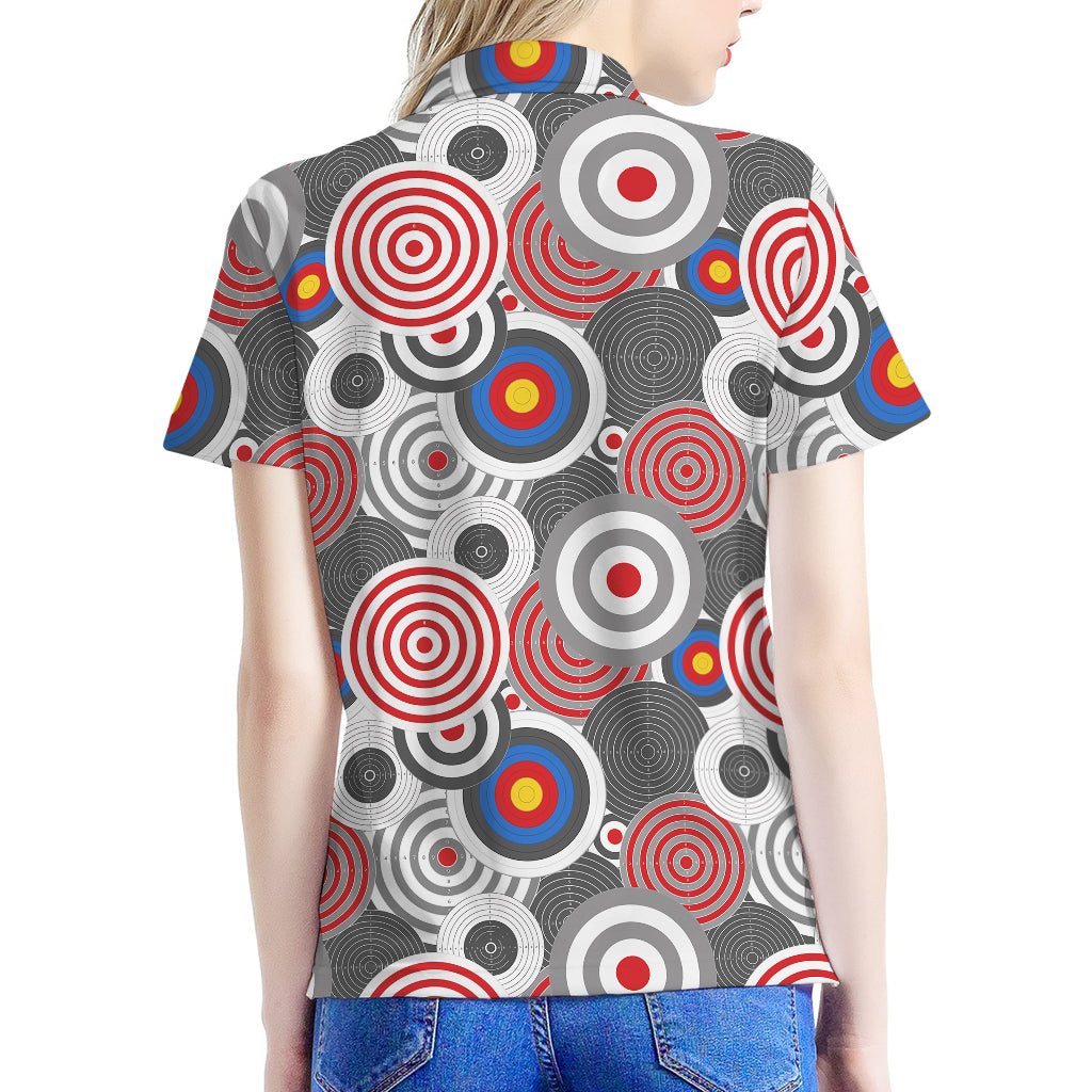 Bullseye Target Pattern Print Women's Polo Shirt