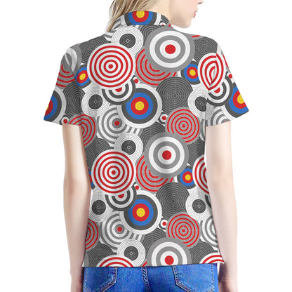 Bullseye Target Pattern Print Women's Polo Shirt