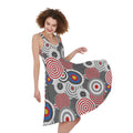 Bullseye Target Pattern Print Sleeveless Knee Length Dress