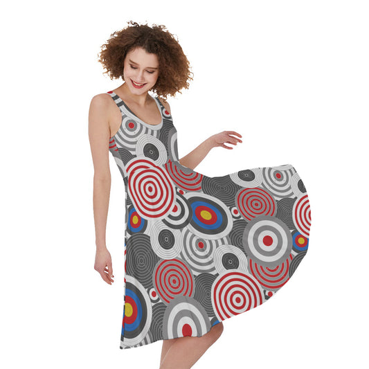 Bullseye Target Pattern Print Women's Sleeveless Dress