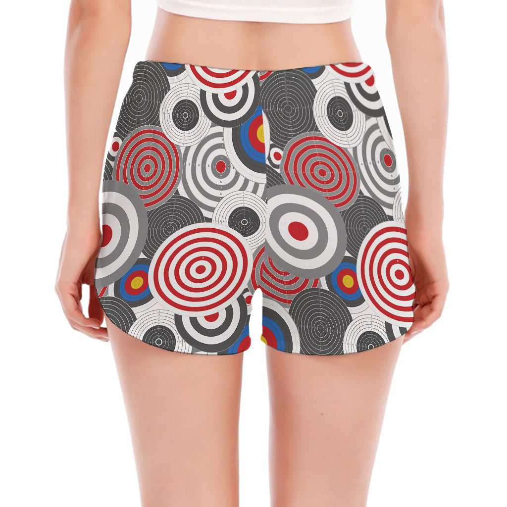 Bullseye Target Pattern Print Women's Split Running Shorts