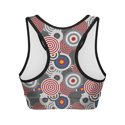 Bullseye Target Pattern Print Women's Sports Bra
