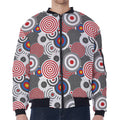 Bullseye Target Pattern Print Zip Sleeve Bomber Jacket