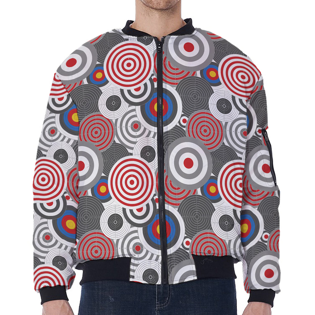 Bullseye Target Pattern Print Zip Sleeve Bomber Jacket