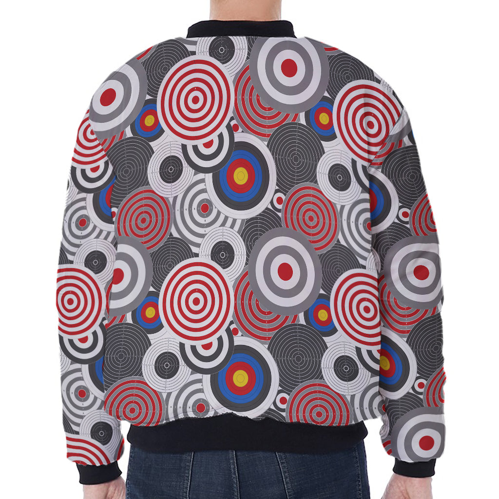 Bullseye Target Pattern Print Zip Sleeve Bomber Jacket