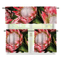 Bunches of Proteas Print 3 Piece Kitchen Curtains
