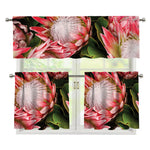 Bunches of Proteas Print 3 Piece Kitchen Curtains