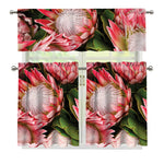 Bunches of Proteas Print 3 Piece Kitchen Curtains