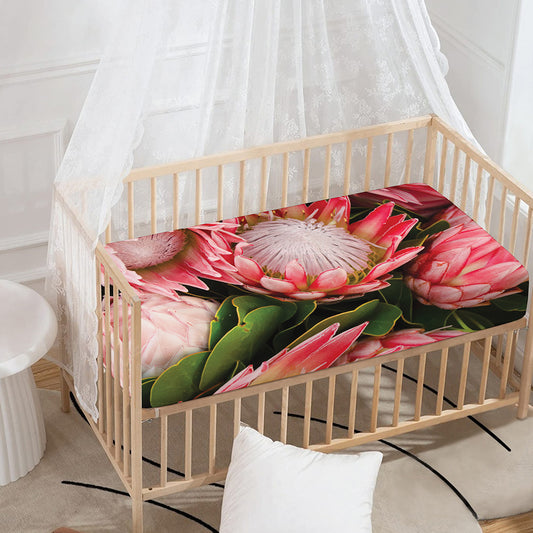 Bunches of Proteas Print Baby Crib Sheet