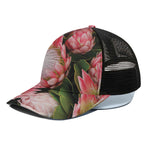 Bunches of Proteas Print Black Mesh Trucker Cap