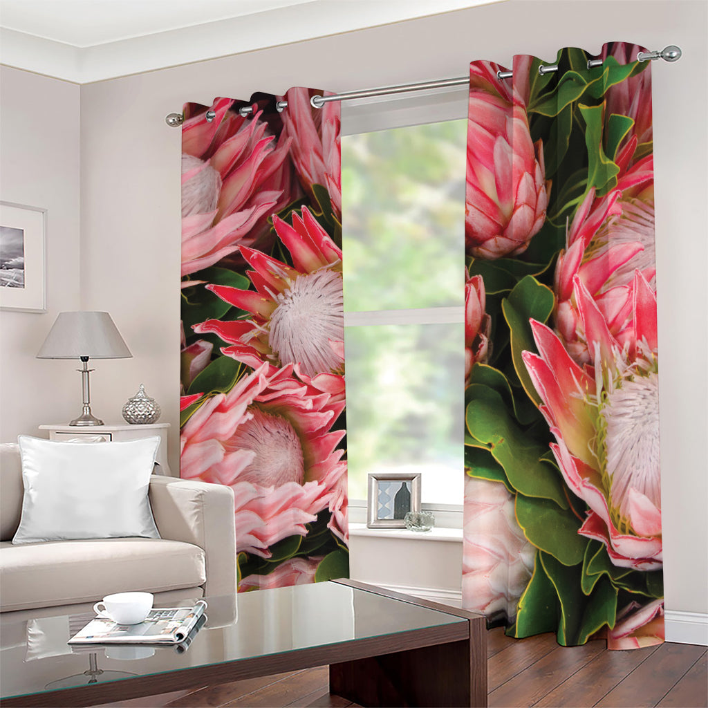 Bunches of Proteas Print Blackout Grommet Curtains