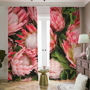 Bunches of Proteas Print Blackout Pencil Pleat Curtains