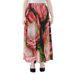 Bunches of Proteas Print Chiffon Maxi Skirt