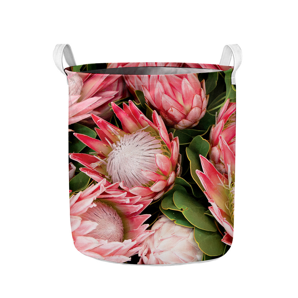 Bunches of Proteas Print Collapsible Laundry Basket