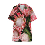 Bunches of Proteas Print Cotton Hawaiian Shirt