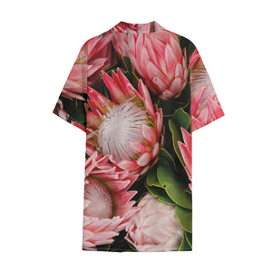 Bunches of Proteas Print Cotton Hawaiian Shirt