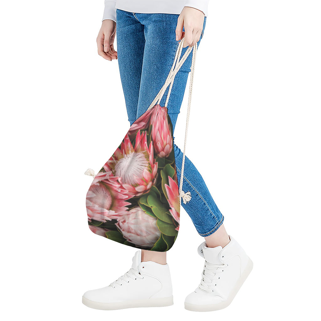 Bunches of Proteas Print Drawstring Bag