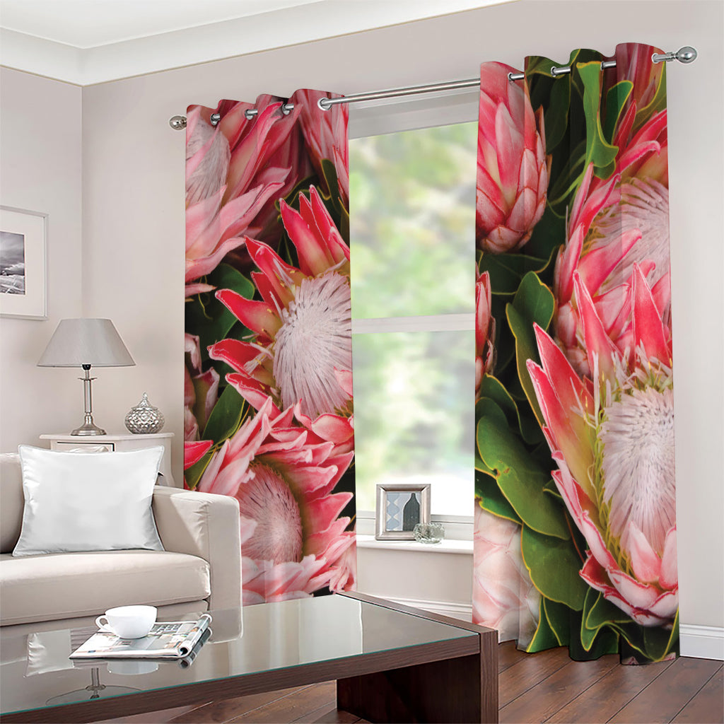 Bunches of Proteas Print Extra Wide Grommet Curtains