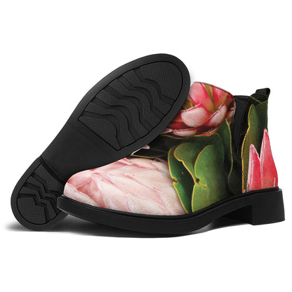 Bunches of Proteas Print Flat Ankle Boots